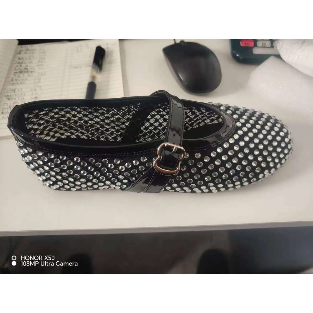 2024 Summer Niche Temperament Hollow Rhie Ballet New All-Matching Low-Cut Shoes Advanced Fashion Women