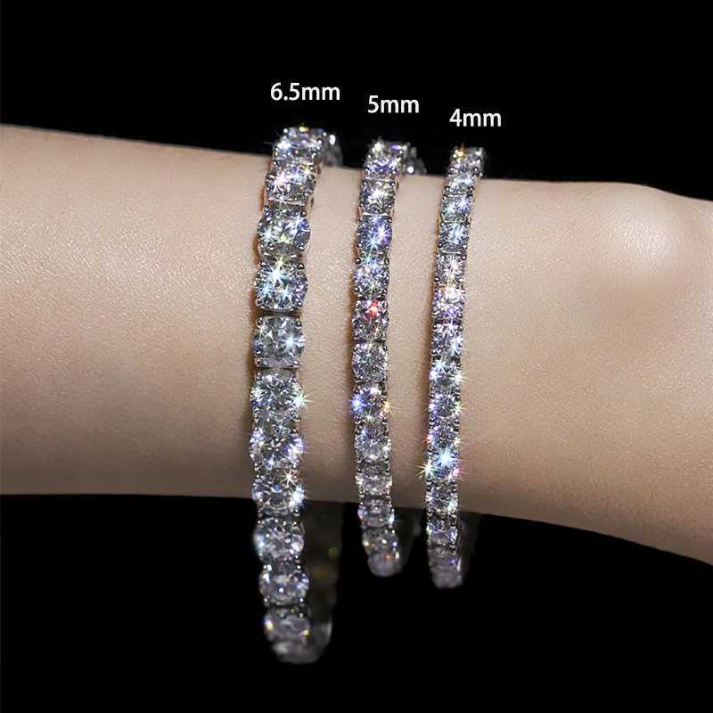 3/3.5/4/5mm Real Moissanite Bracelet Sparkling S925 Sterling Silver Luxury Wedding Party Diamond JewelryC250411