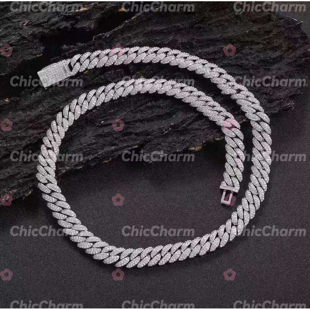 moissanite necklace Hip Hop pendant jewelry Sterling Silver gold Sterling Chain For Men necklace miami cuban link chain chains for necklaces gemstone 