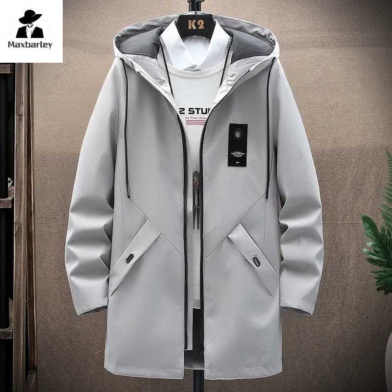 New Mens Casual Long Jackets Coats Hooded Streetwear Hip Hop Windbreaker Outwear Jacket Men Spring Autumn Mens Clothing 2024T251112
