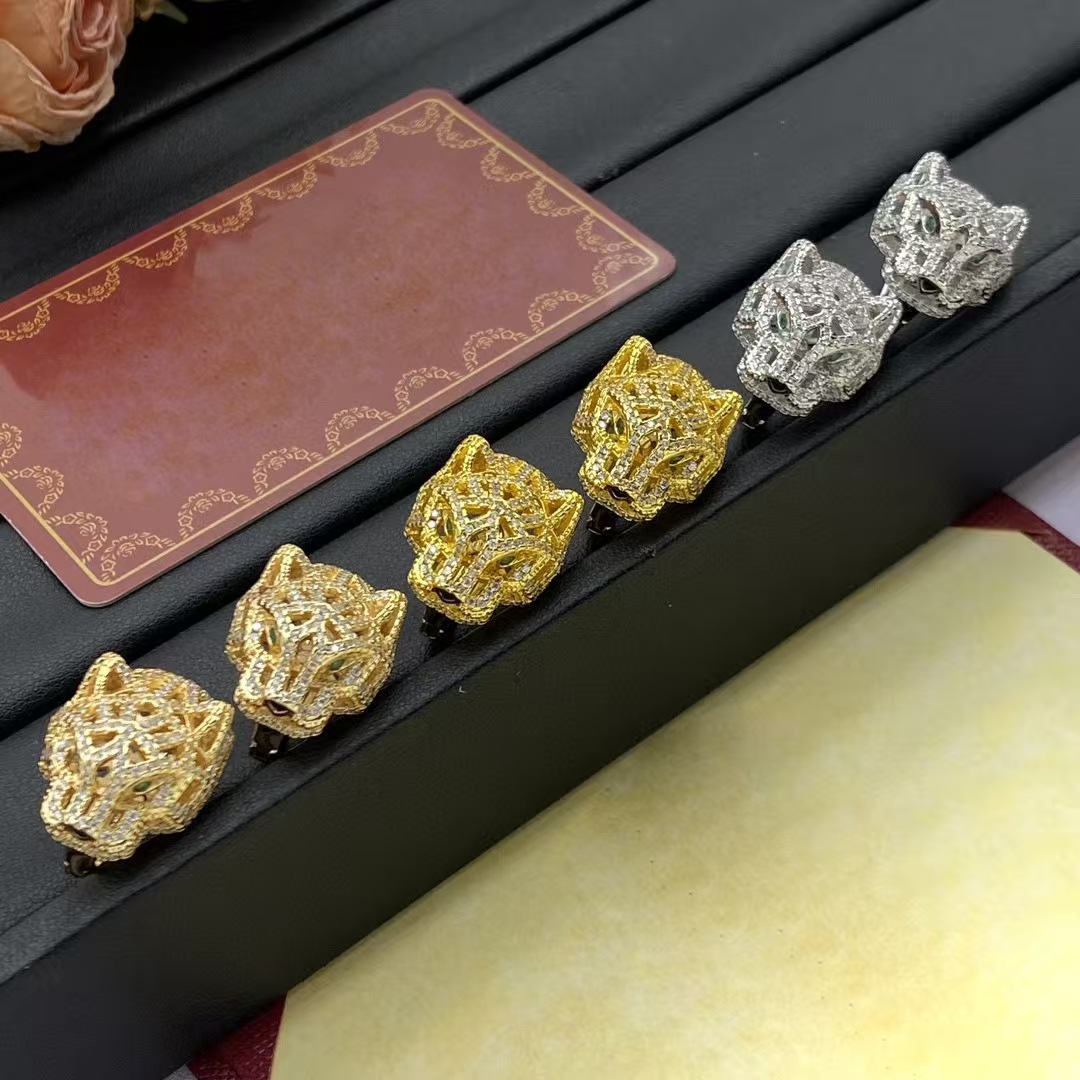 Fashion brand Love earrings classic full diamond leopard ear patties high-quality 18k gold stainless steel designer jewelry for women's Christmas gifts
