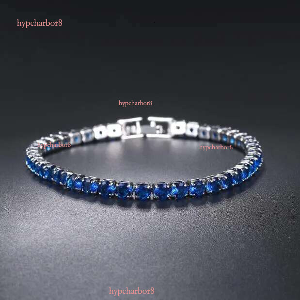 Tennis chain fashion designer VVS zircon women's bracelet, men's blue jade powder Mosonite Sier gold plated jewelry dia single row hip hop 4