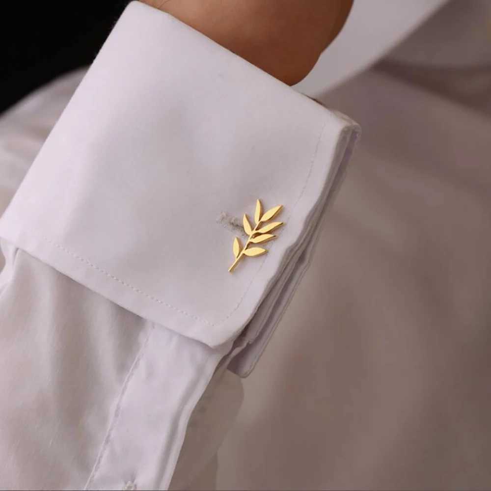 Personalized olive branch pattern cufflinks mens fashionable stainless steel customized cufflinks Fathers Day husband giftT250412