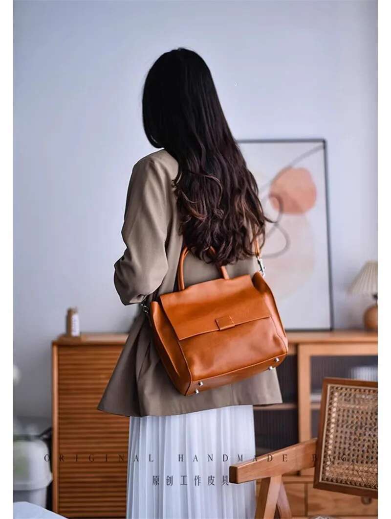 Outdoor Daily Party Niche Handmade Genuine Leather Women's Handbag Designer Soft Cowhide Ladies Shoulder Crossbody Bag