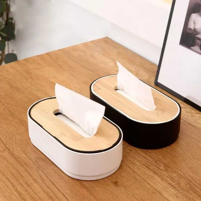 Tissue Box Holder Bamboo Cover Toilet Paper Box Napkin Holder Case Tissue Paper Dispenser Paper Towel Storage Box Tissue Boxes Y251112