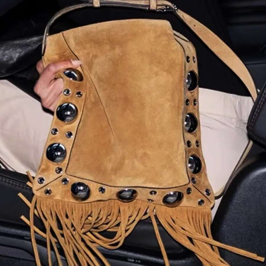 Niche Design Bohemian Style Fashionable Horizontal Square Shoulder Willow Nail Casual Women's Bag