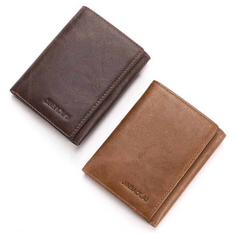 Jinbaolai genuine cowhide mens wallet card holder memo company short wallet high-quality mens wallet Z250411