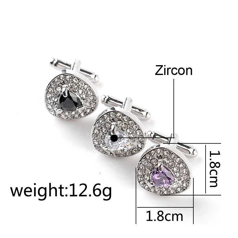 Mens and Womens Luxury Cufflinks Zircon Black Purple White Crystal Fashion Brand Cufflinks Burton High QualityT250412