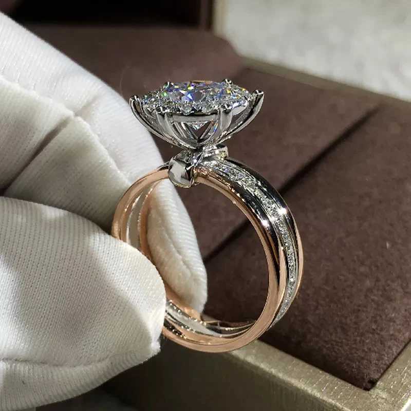 Round classic 4 Cls design bride engagement and wedding ring AAA dazzling cubic zirconia hot selling timing style womens jewelryXJ250412