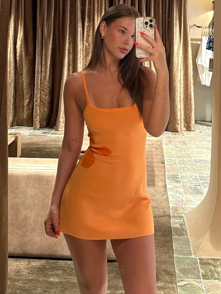 Mozision Spaghetti Strap Print Knit Mini Dress For Woman Robe Summer Sleeveless Backless Beach Holiday Club Dress Knitwear 250409