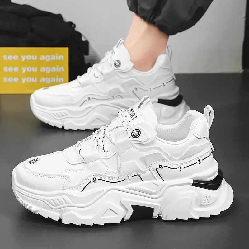 Brand Mens Shoes white Sports Shoes New Breathable White Shoes for Mens Korean Style Trendy All-match Increase M Sneakers Z250411