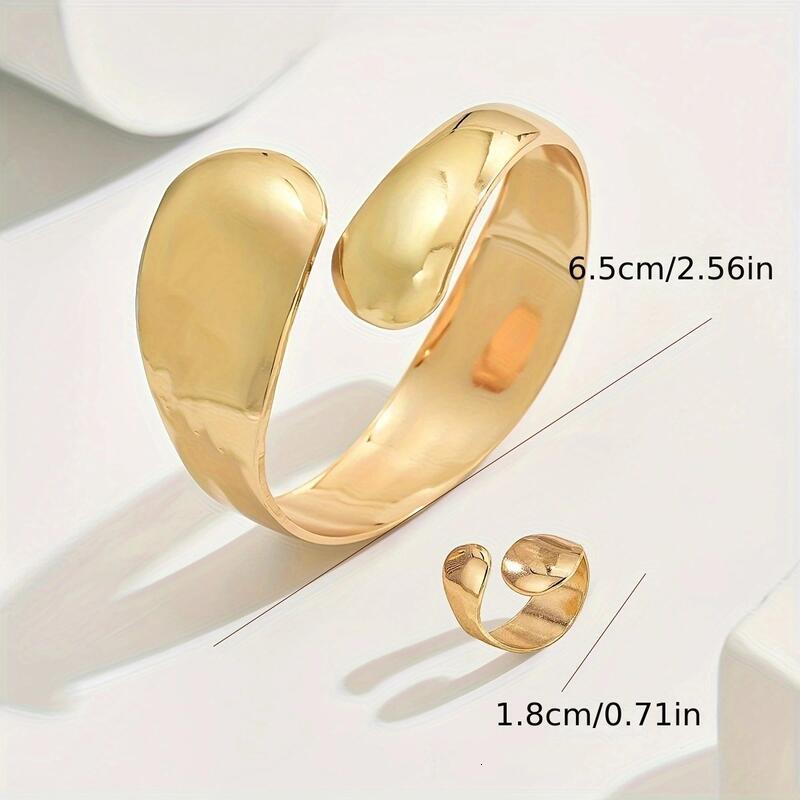 14K Gold-Plated Adjustable Open Ring - Timeless Elegance for Every Ocn