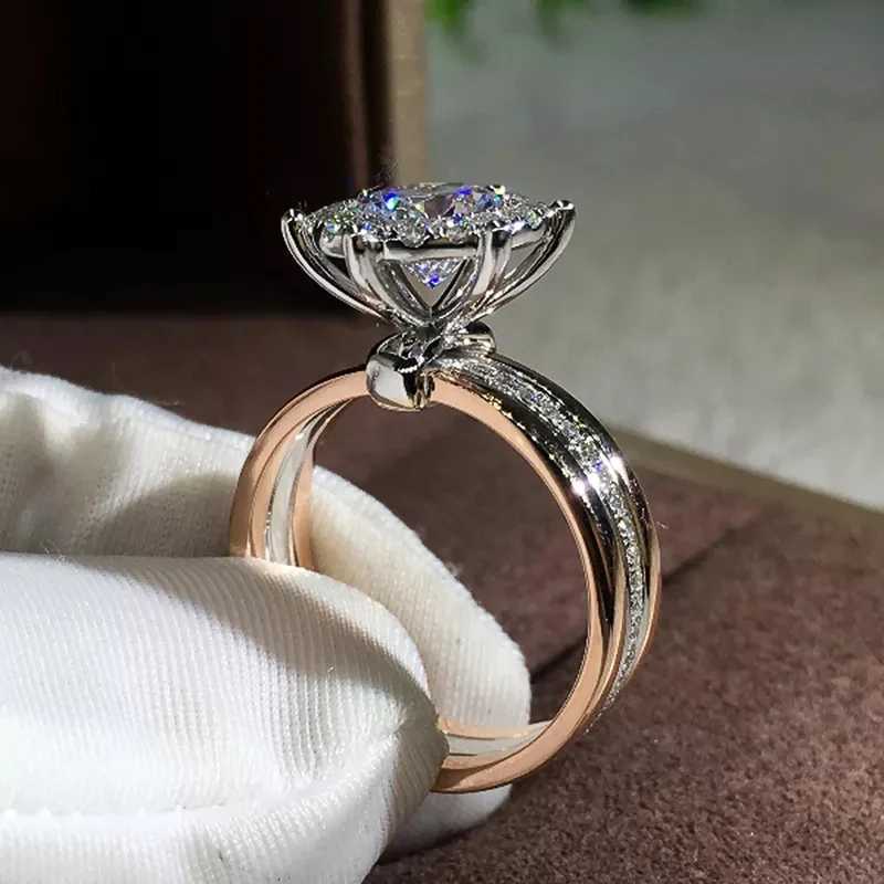 Round classic 4 Cls design bride engagement and wedding ring AAA dazzling cubic zirconia hot selling timing style womens jewelryXJ250412