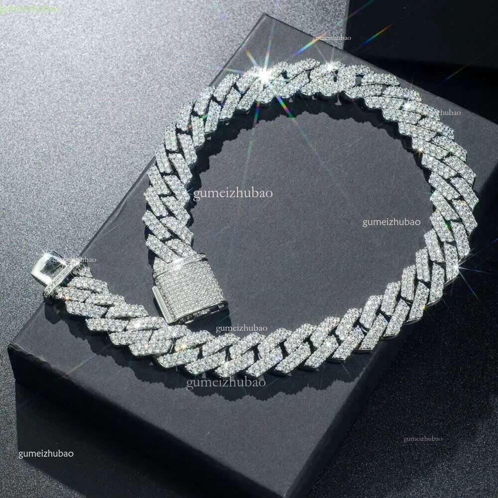 Fine jewelry pass dia tester iced out Miami14mm chain necklace Sterg Sier necklacesvvs moissanite cuban k pendant designer for men