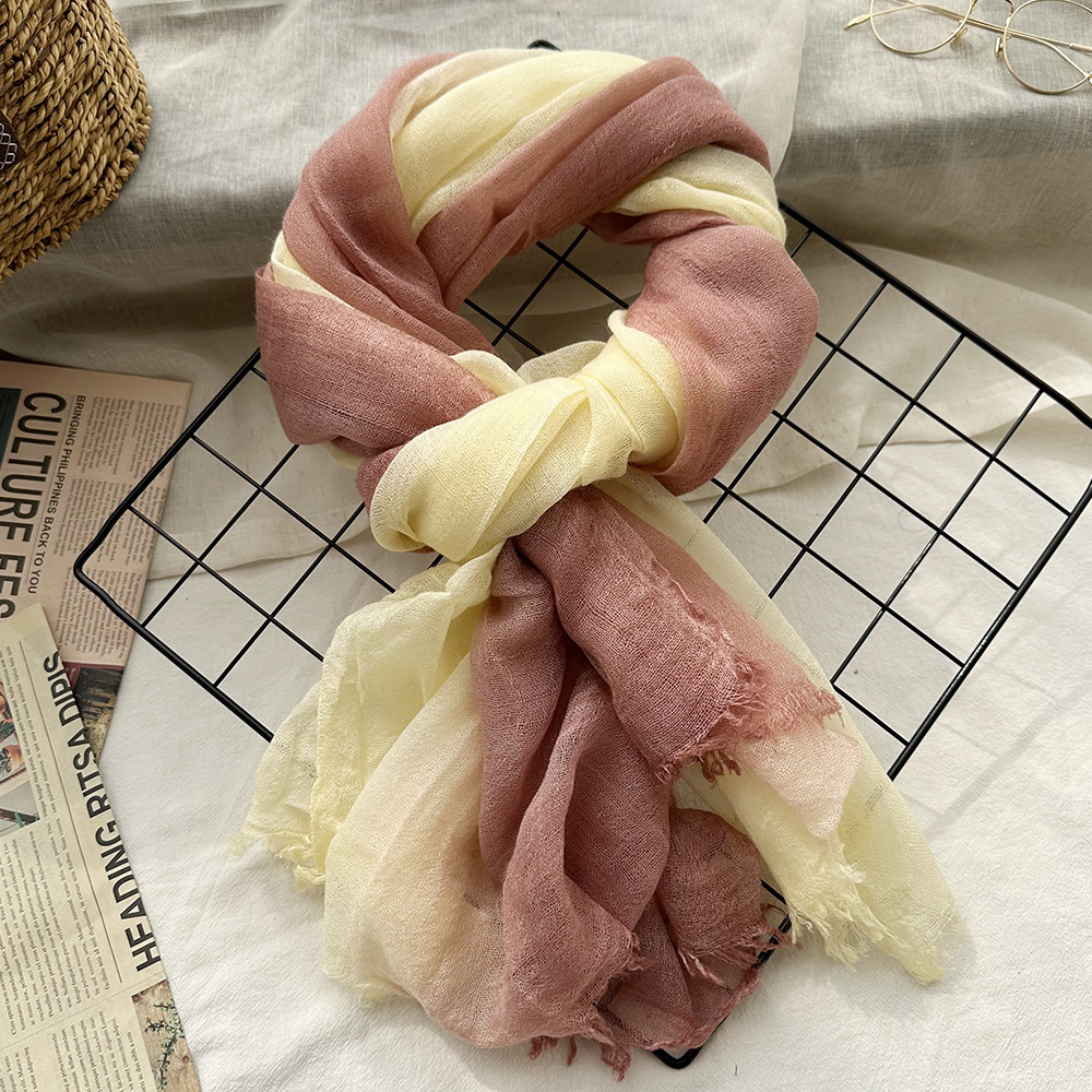 K369 New wool scarf solid color hand-dyed ladies gradient color soft high-grade silk scarf travel shoot with shawl