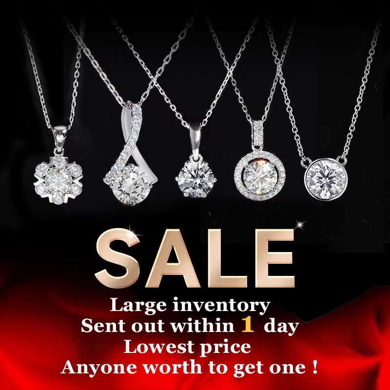 Wholesale Price Starsgem S925 Plated White Gold Women Necklace Moissanite Jewelry 1CT 2CT DEF VVS Round Gemstone Diamond