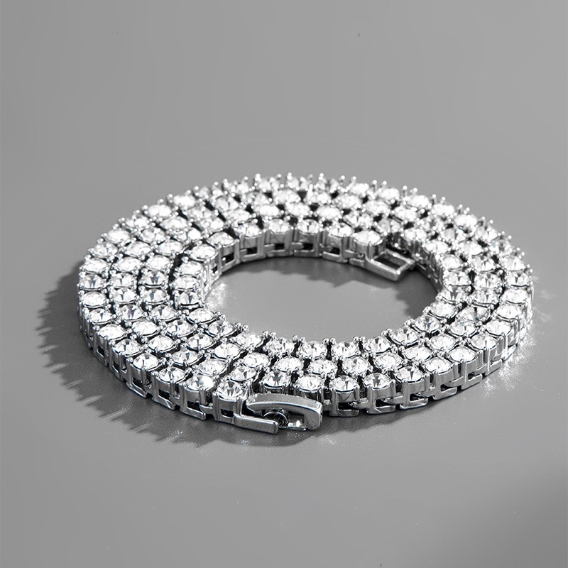 Gold-Plated 5mm Width Tennis Chain Necklace for Men & Women Chilled Silica Design, 20 inches Length
