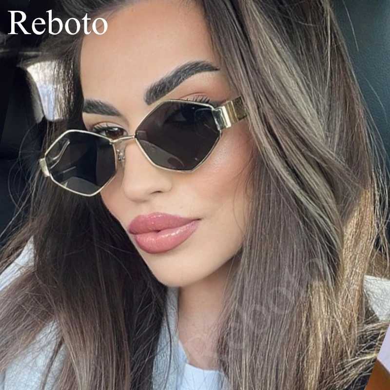 Metal Small Frame Polygonal Womens Sunglasses Fashion Punk Rhombus Sun Glasses For Women Trendy 2024 Vintage Diamond Eyewear Z250411