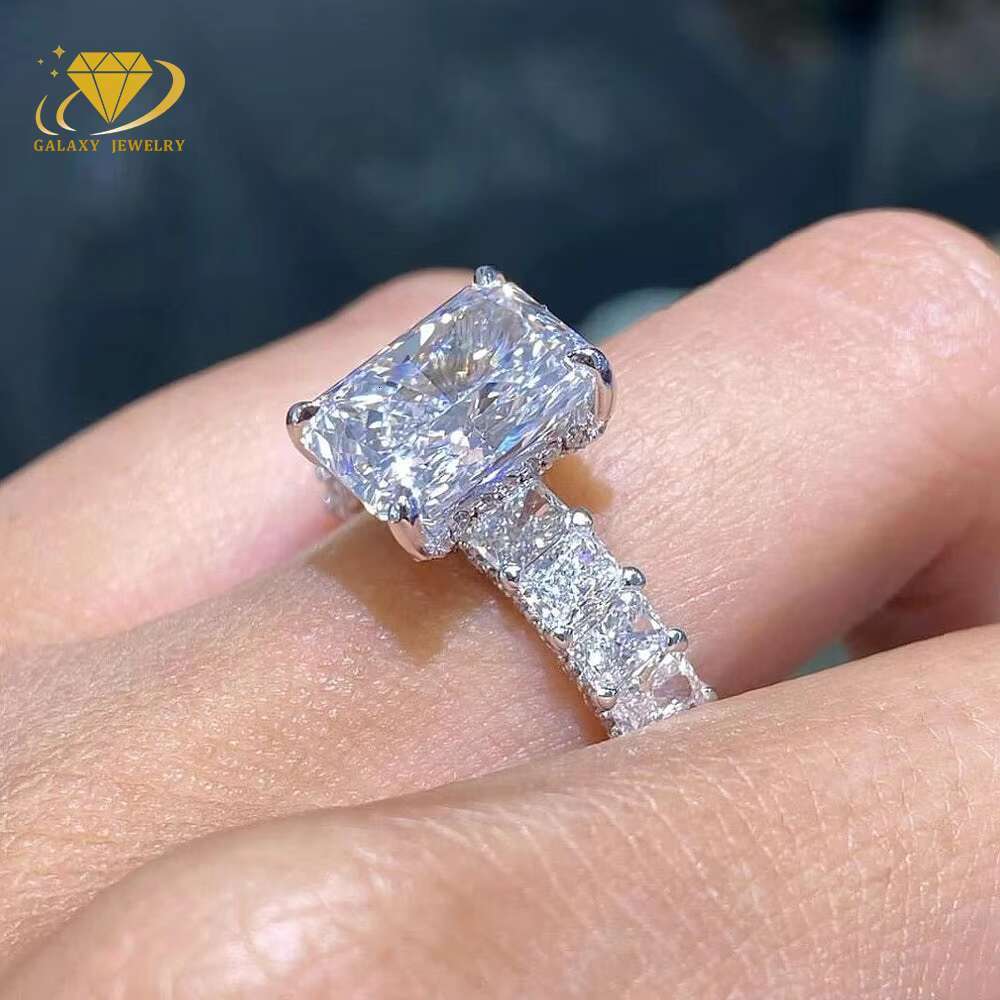 Luxury Wedding Ring 2ct Moissanite Lab Grown Diamond Ring Baguette Emerald Cut 925 Sterling 10k 14k 18k Engagement Ring