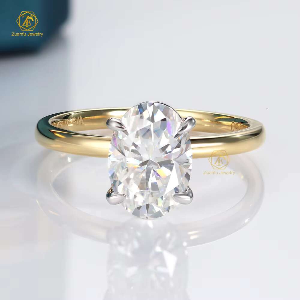 14K Solid Gold Solitaire 2.5carat Oval Moissanite Ring Engagement Vvs Moissanite Engagement Ring