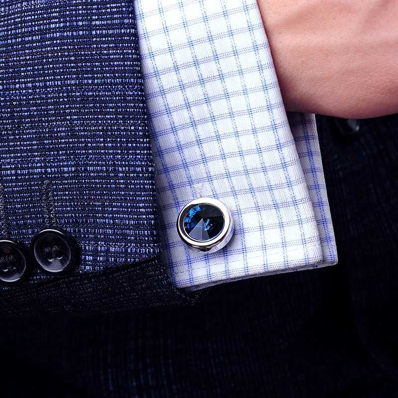 KFLK Jewelry Shirt Cufflinks Mens Brand Crystal Cufflinks Wholesale Designer Button France High Quality Round CustomerT250412