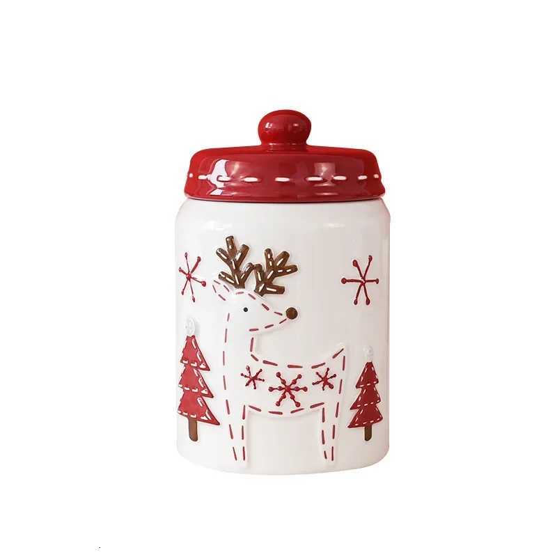 Christmas JUSTINLAU Santa Claus Elk Tree Round Ceramic Sealed Jar Candied Dried Fruit Nut Food Storage Container Kitchen Accessories Y251112