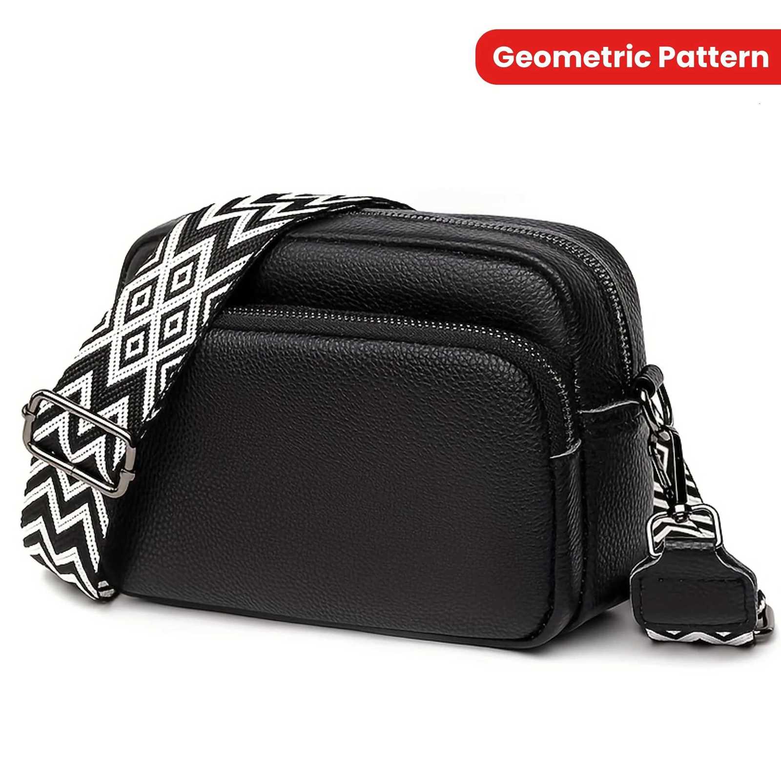 Stylish Crossbody Bag for Women Leather Messenger Bag Versatile Shoulder Bag with Adjustable Geometric Pattern Design StrapT2511112