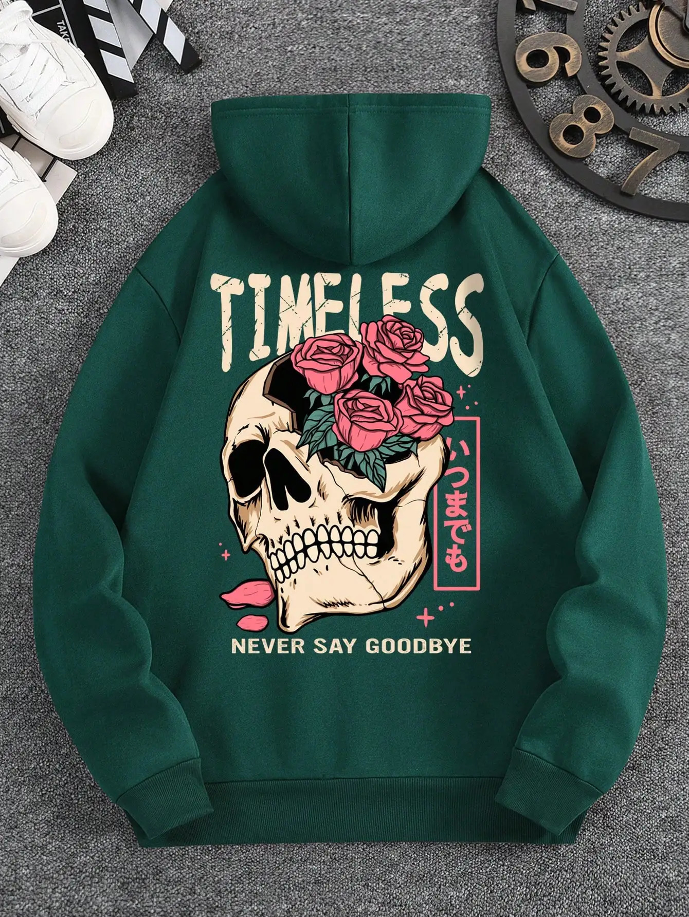 Mens Slogan and Skull Printed Hoodie Versatile Comfortable Daily Sweatshirt Spring/Summer Long Sleeve S-3XL 250411