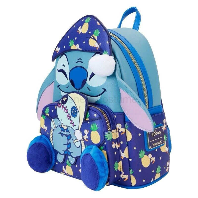 Disney Bedtime Stitch Mini Backpack Womens Double Strap Shoulder Bag Womens Disney Travel Storage Bag X250412