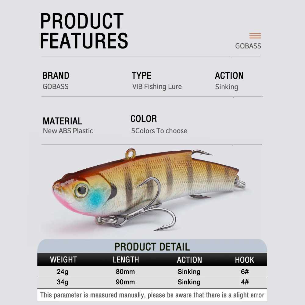 GOBASS Winter VIB Vibration Fishing Lure 24g 34g Long Casting Rattlin Artificial Wobbler Hard Bait Pike Bass Carp Fishing Tackle Z250411