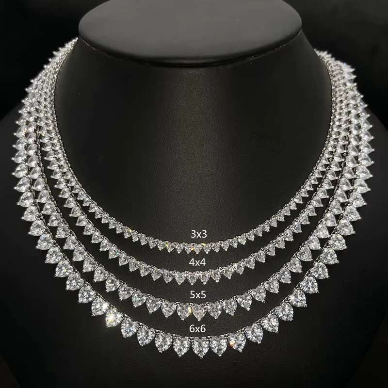 Cheapest Price Hip Hop 925 Sterling Silver 3mm 4mm 5mm 6mm Moissanites Diamond Necklace Tennis Chain