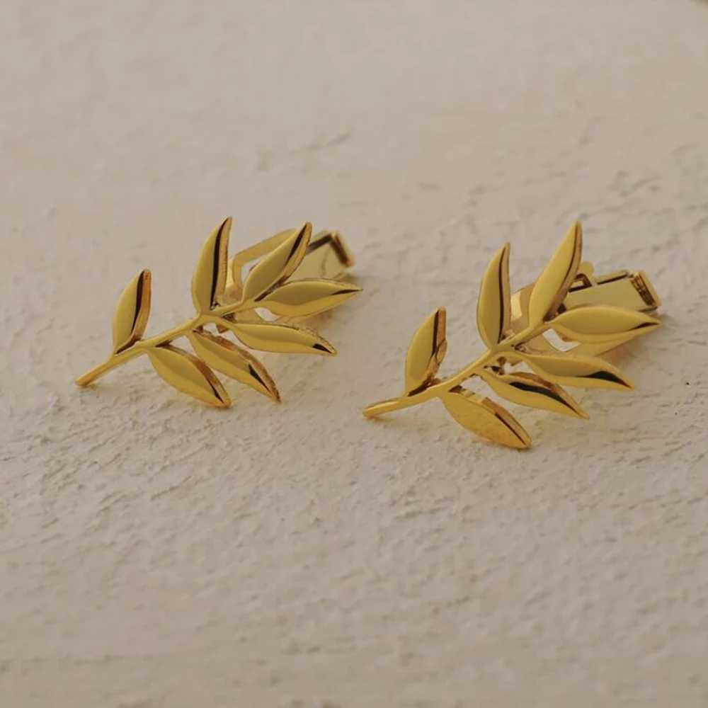 Personalized olive branch pattern cufflinks mens fashionable stainless steel customized cufflinks Fathers Day husband giftT250412