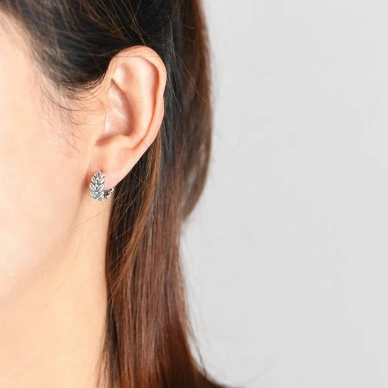 BOCAI 100% Genuine S925 Silver Jewelry Accessories Fashion Wheat Earrings Retro Ethnic Ear Buckles Fashion Gifts 250409