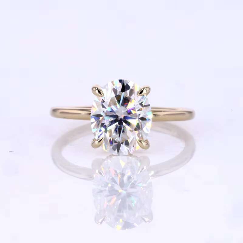 Popular Classic Style Oval Brilliant Cut Moissanite 3ct Oval Moissanite Ring with Hidden halo Ring