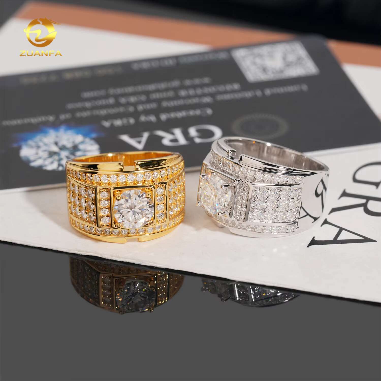 Ready Shipping Iced Out Mens Moissanite Ring 925 Silver Lab Diamond MOissanite Rings Hip Hop Ring Pass Diamond