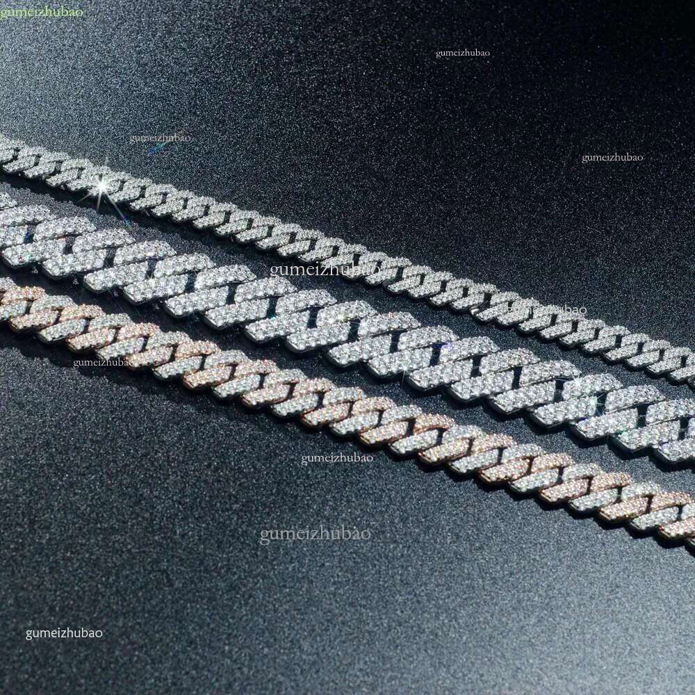Fine jewelry pass dia tester iced out Miami14mm chain necklace Sterg Sier necklacesvvs moissanite cuban k pendant designer for men