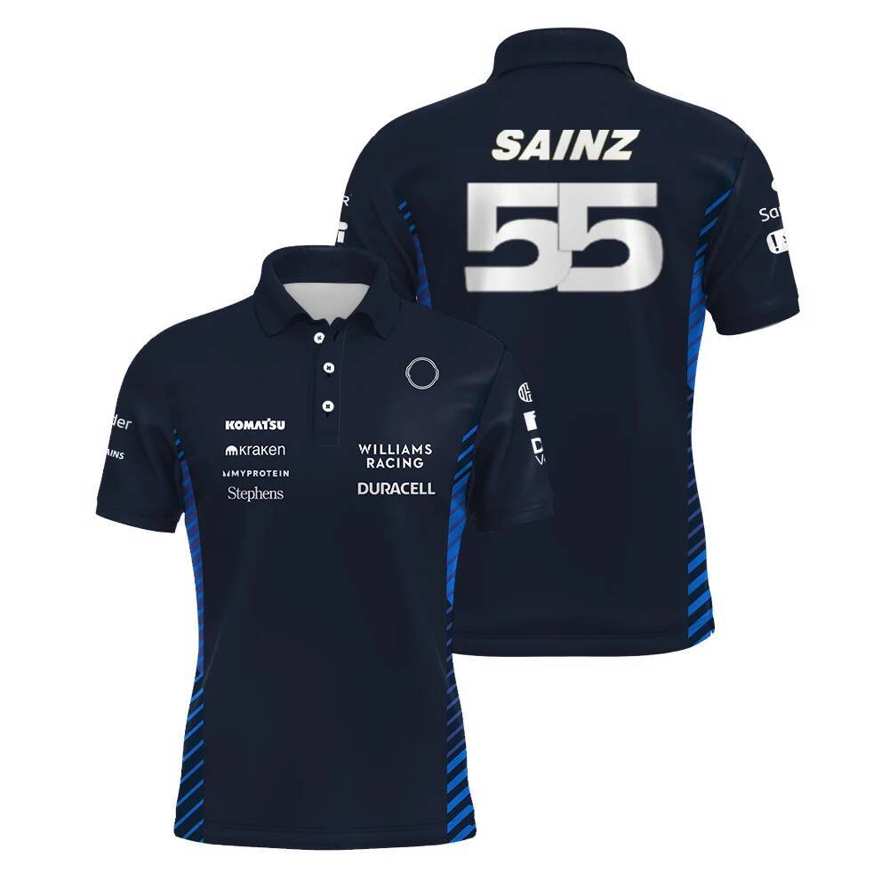 2025 New Williams Racing Shirt For Men Carlos Sainz 55 Alex Albon 23 T-Shirt Outdoor Sports Quick Dry Top Daily Plus Size Men's Polo Free Sh