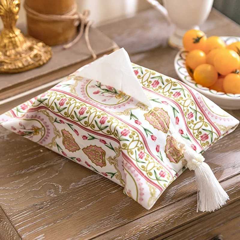 Minimalist Luxury Tip-Print Tissue Box Plush Fabric Car Napkin Holder Stylish Short-e Storage Tissue Case Y251112