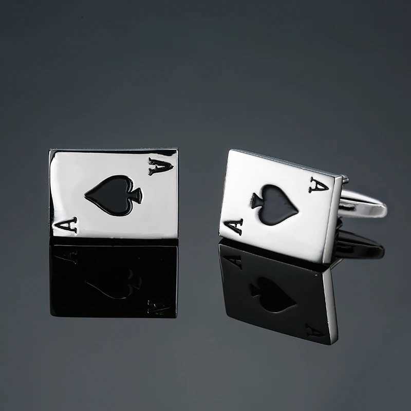 Mens French shirt cufflinks made of copper material for sports and entertainment venues designed with poker cards French cufflinksT250412
