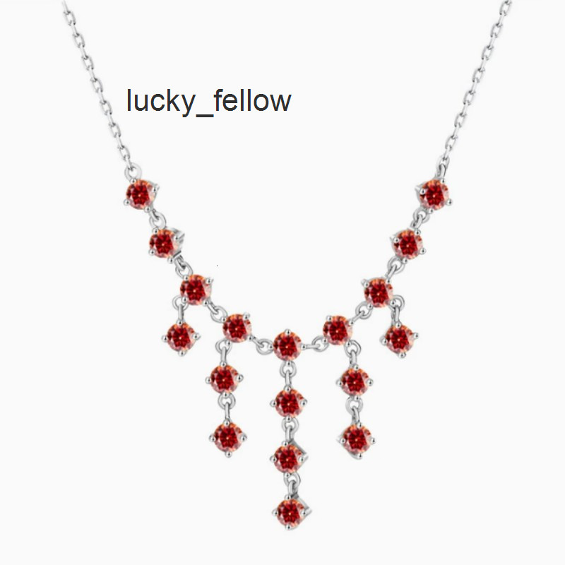 Fine Jewelry 925 Sterling Silver Full Moissanite Necklace Waterfall Shape Tassel Sparkle Drop Moissanite Necklaces for Women