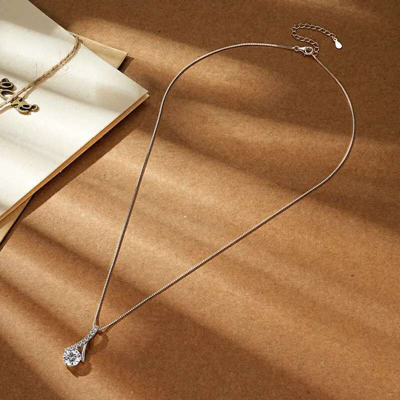 Anziw 2025 1CT 2CT 3CT Round Moissanite Infinity Pendant Necklace for Women Adjustable Chain S Sier Valentine's Gift