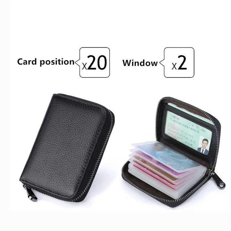 20 Detents Cards Holders PU Business Bank Bus ID Card Holder Cover Coin Pouch Anti Demagnetization Wallets Bag Organizer Z250411