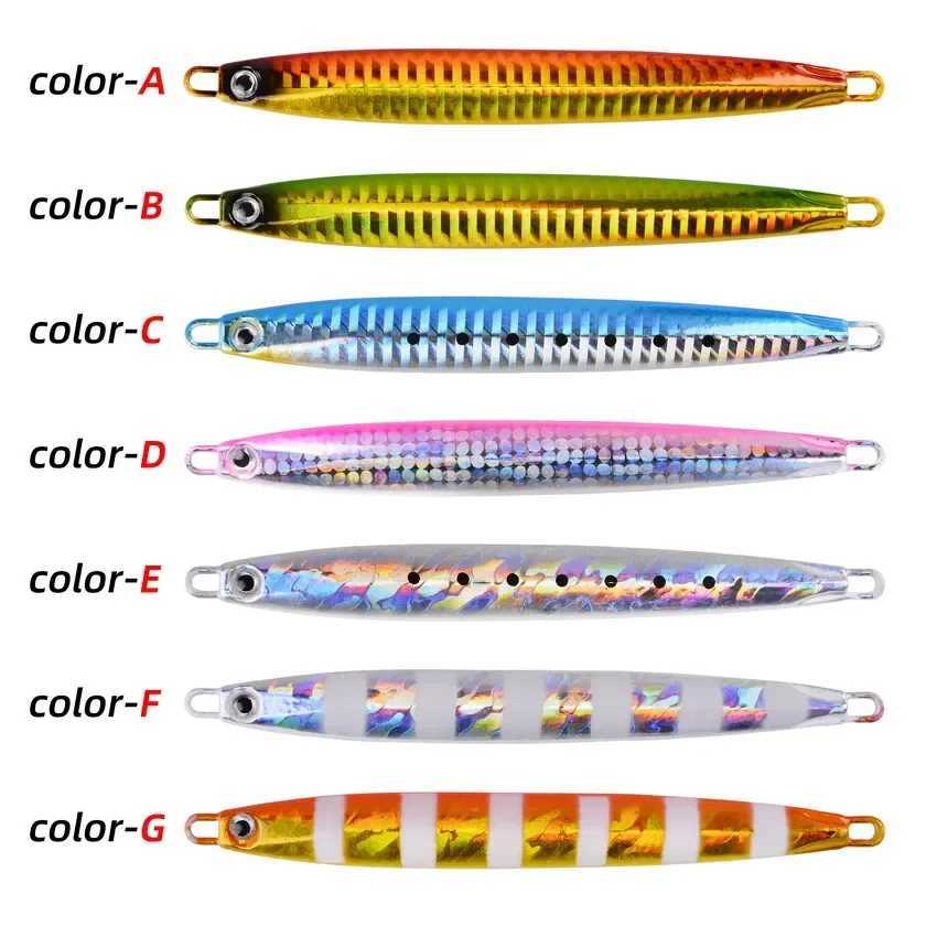 1Pc Long Metal Jig Fishing Lure Slow Cast Jigging Spoon 10G 20G 30G 40G 60G Sea Bass Lure Artificial Bait Fishing Gear Z250411