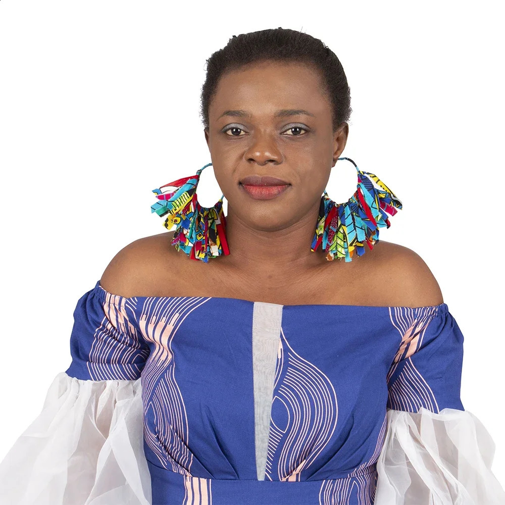 African Fabric Earrings Handmade Earrings With Tassels For Women African Print Ankara Big Oversized Earrings WYB1198 250411