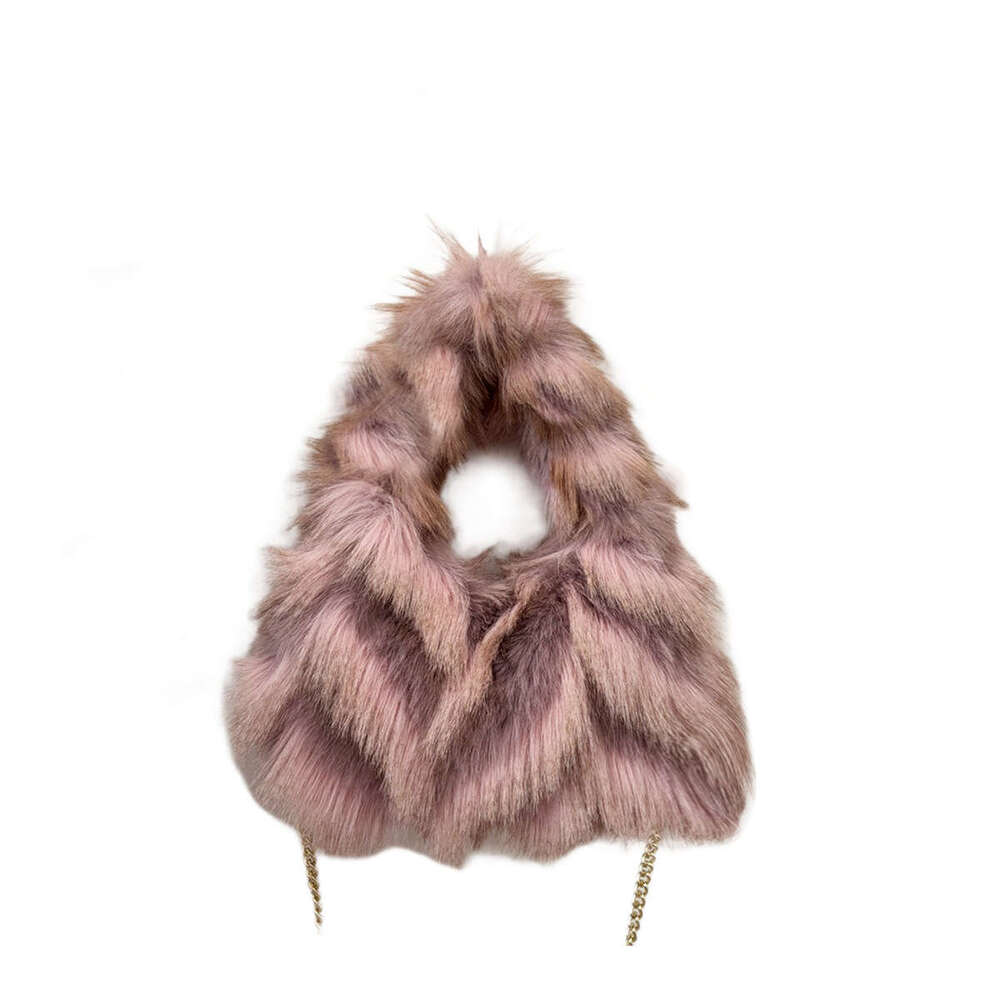 New Autumn Winter European American Big Brand Blogger Same Style Imitation Fox Fur Jacquard Texture Handbag Crossbody Bag