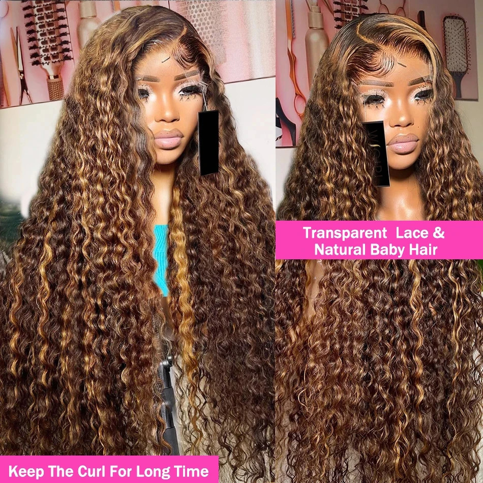 30 36 Inch Curly Highlight Wig Human Hair Honey Blonde 13x4 Lace Front Deep Wave 13x6 Hd Lace Frontal Wig Brazilian For Women 250409