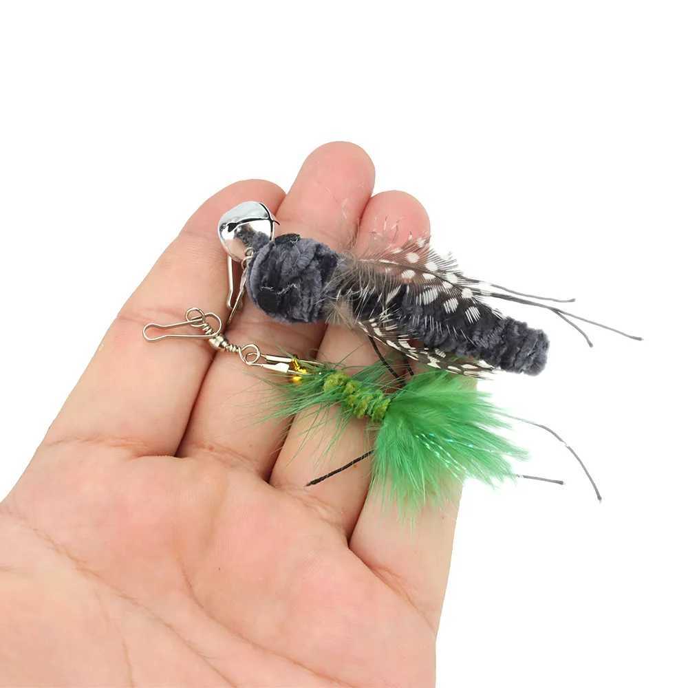 5 small replacement head flying insect cat toy accessories fun teasing stick interactive stick feather insect pet toy Y250412