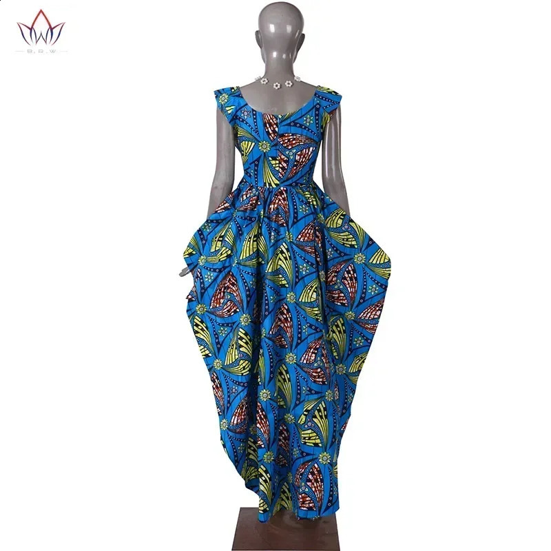 Summer Top African Clothing Wax Cotton Printed Womens Dress Dashiki Plus Size Robe Pour WY615 250411
