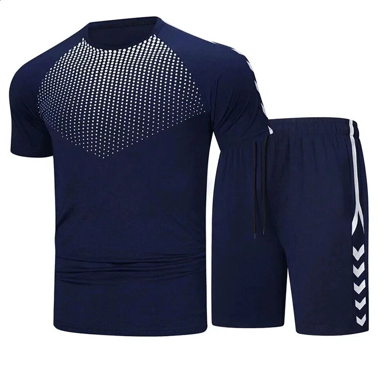 Mens short sleeved casual shorts 3D printed sportswear 2-piece quick drying summer product outdoor casual T-shirt 250411