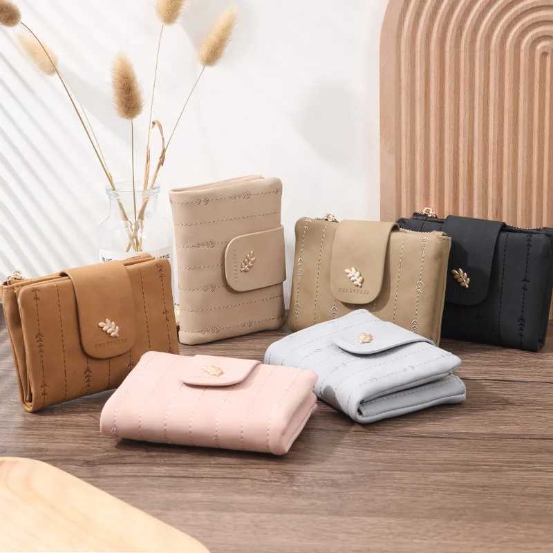 New Womens Wallet Printed Flower Short Wallet Womens Zipper Small Coin Wallet Womens Wallet PU Womens Leather Card Holder Z250411